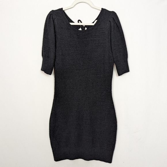 Anthropologie Daily Practice sz L Fuzzy Textured Sweater Dress Open Back Stretch - Picture 5 of 15